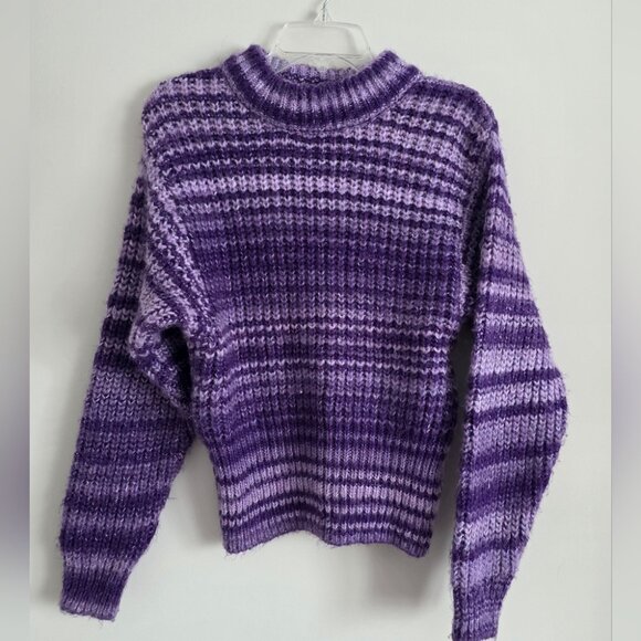 ZARA | Striped Crewneck Sweater Purple sz M - Picture 5 of 8